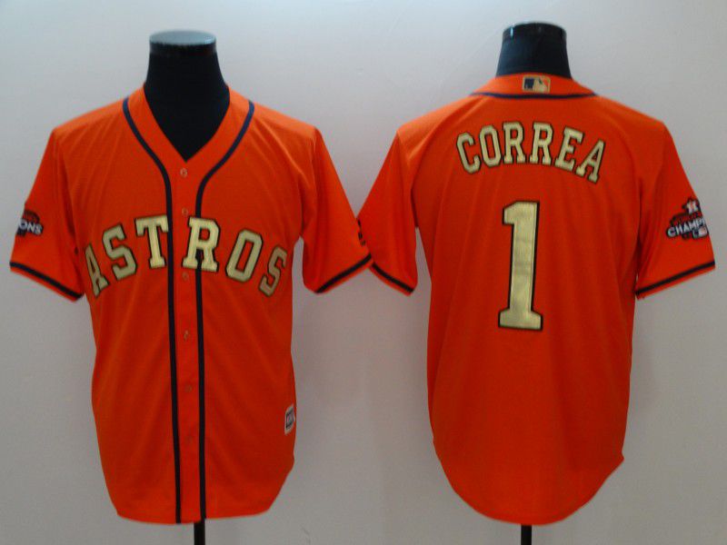 Men Houston Astros #1 Correa Orange Game Champion Edition MLB Jerseys->->MLB Jersey